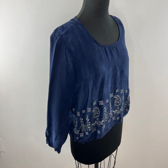 NWT Rabbit Rabbit Rabbit Designs Blue Paisley Long Sleeve Scoop Neck Size 12M - Picture 3 of 7